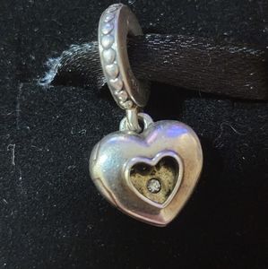 Retired 2017 Pandora Charm Club Heart Locket w/ Diamond Charm
